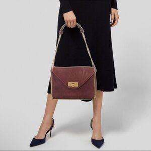 Chloe Burgundy Python and Suede Medium Sally Shoulder Bag